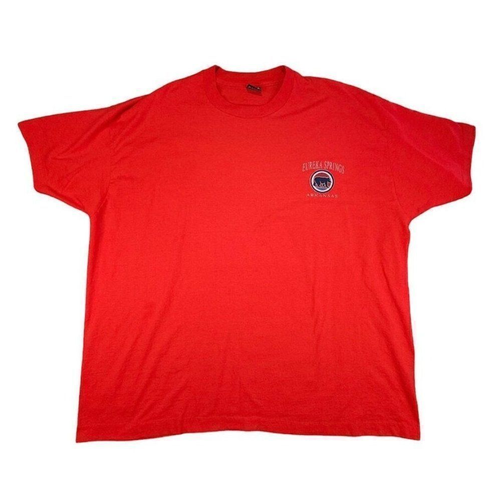 Vintage Eureka Springs T Shirt Mens Size 3XL Red 90s Arkansas Made In USA